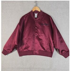 Dr Pepper Men Maroon Satin Bomber Jacket Graphic Back Just What The Dr Ordered M